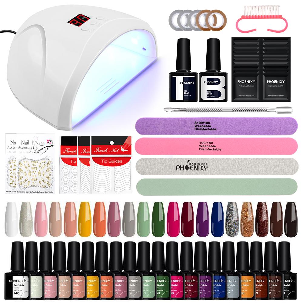 PHOENIXY Professional Nail Polish Gel Set Manicure Set with 36W Nail Lamp Full Set of Nail Tools for Nail Art Design