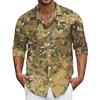 Men's Summer New Loose Print Long Sleeve Shirt Cardigan Beach Shirt