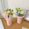 Forever Knitted Flower Bouquet Handmade Puff Crochet Roses Eternal Flower Gift for Mothers Day Teachers Day Home Decor Ornament