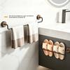 Wall Mounted Towel Holder Walnut Wood Black Carbon Steel Structure 5cm Spacing Household Bathroom Shelf