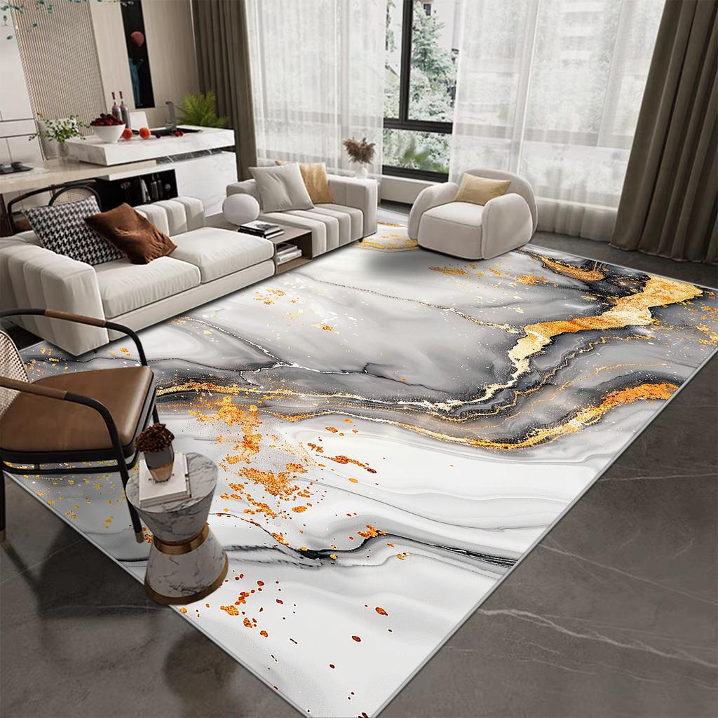 Fashionable Luxury Marble Carpet for Living Room Decoration Home Modern Rugs for Bedroom Non-slip Washable Lounge Floor Mats