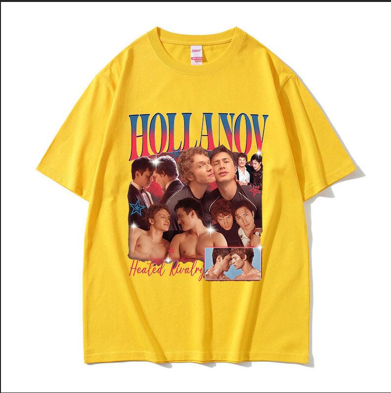 Hollanov Heated Rivalry Hockey Romance Movie Graphic T Shirts Men's Vintage Fashion 100% Cotton Short Sleeve T-shirt Streetwear