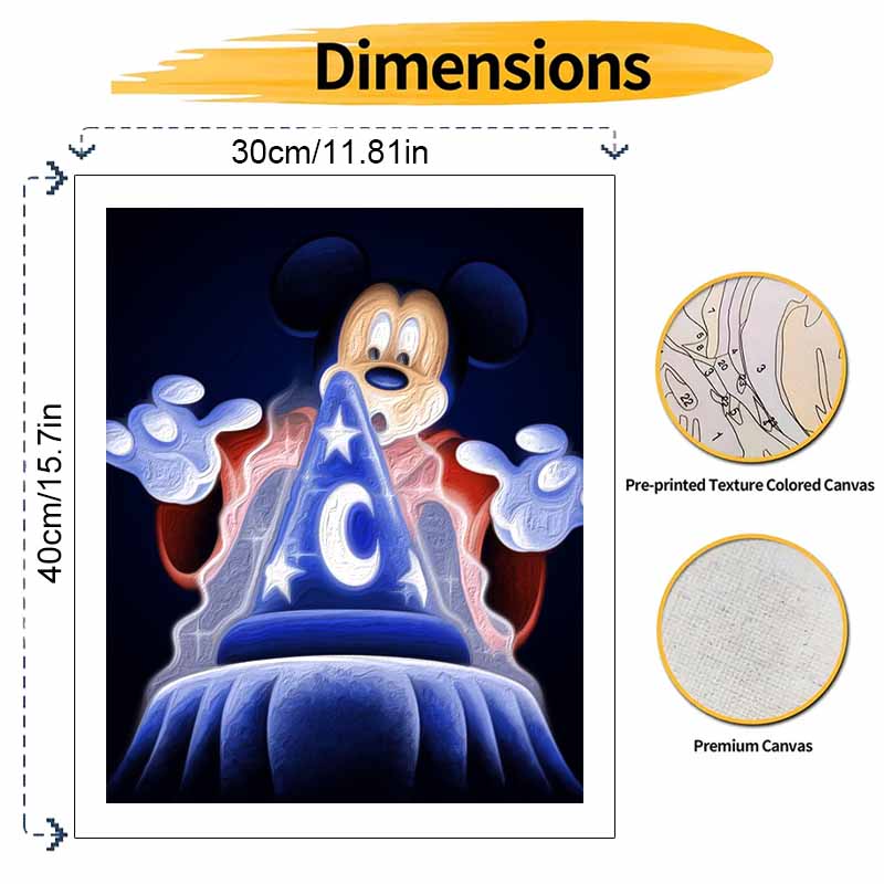 Disney Масляная живопись Фантазия Колдун Микки ручная работа DIY арт-картина домашний декор