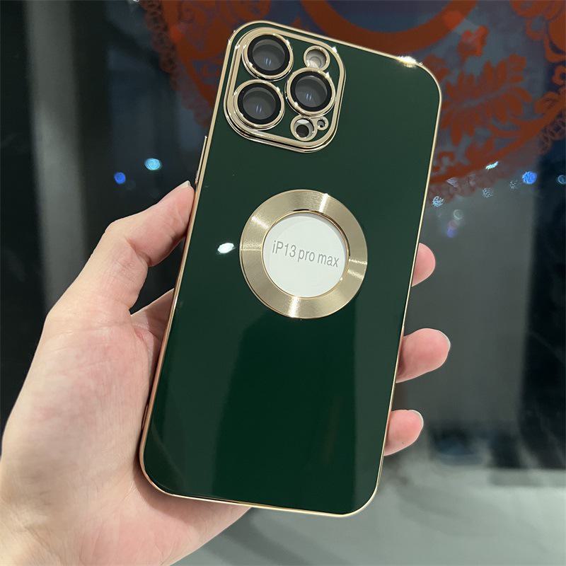 Чехол для iPhone с рисунком линзы зрачка CD для iPhone 11-14 - гальванизированный ТПУ сплошного цвета