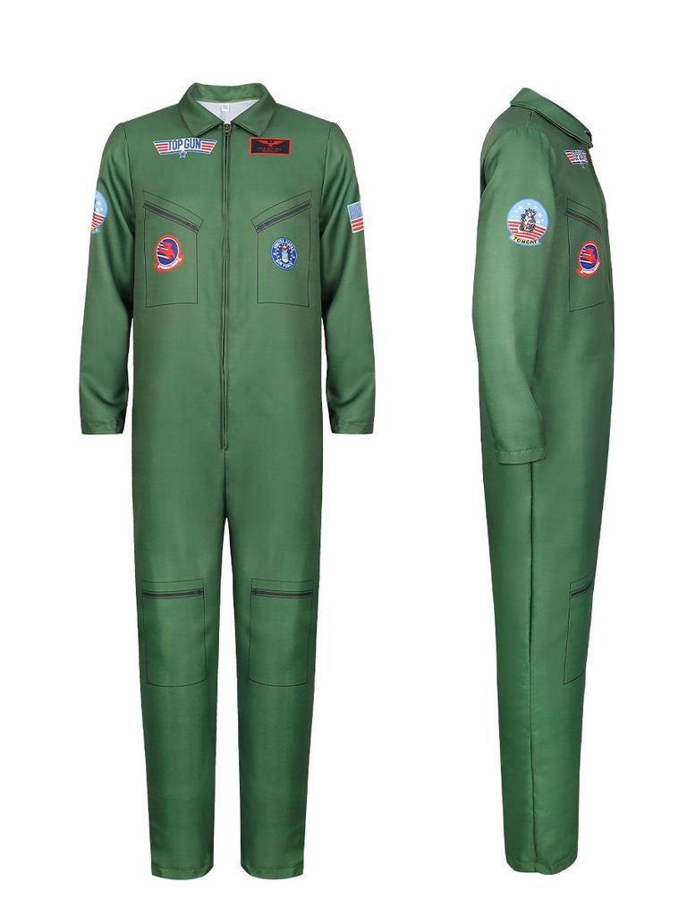 Армейский зеленый костюм пилота Top Gun на Хэллоуин для вечеринок и выступлений