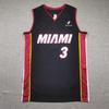 Heat #3 Wade Black Embroidered Basketball Jersey - Miami Edition