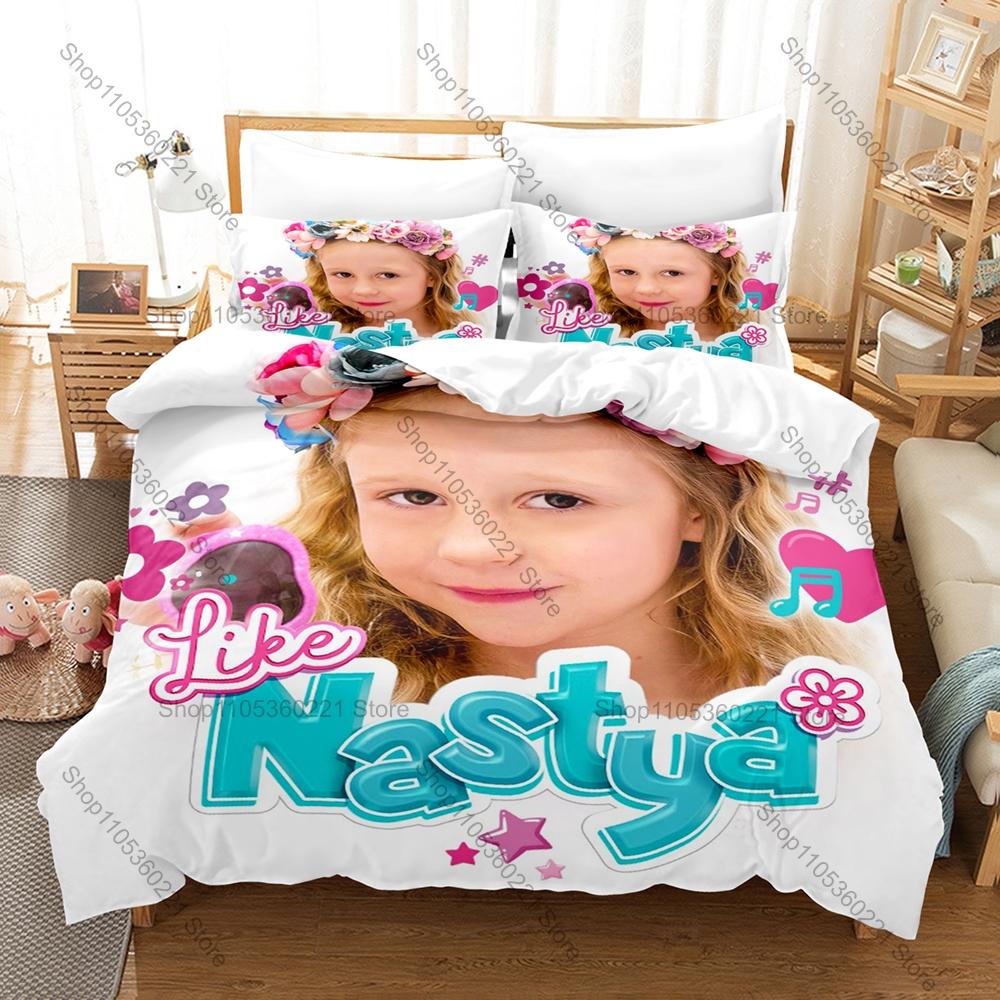 Постельное белье Like Nastya Новое для девочек Мягкий комплект с пододеяльником и наволочками Декор для дома и общежития Подарок для детей и фанатов