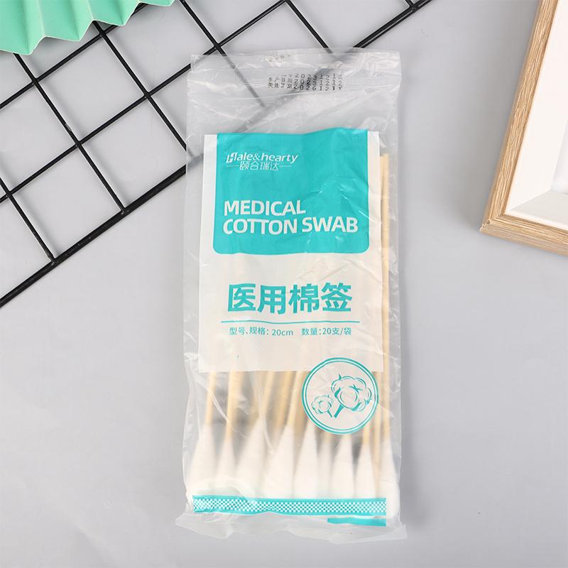 20Pcs Women Beauty Makeup Cotton Swab Big Head Buds Make Up Wood Sticks Nose Ears Cleaning Health Care 20Cm