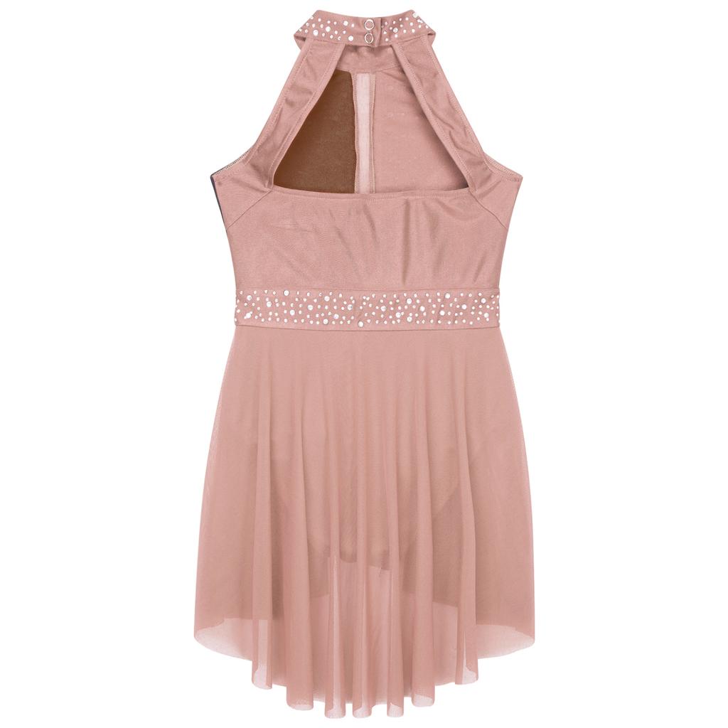 Детский сетчатый танцевальный купальник с открытой спиной для катания на коньках, балета, танца, гимнастики, сценического танцевального костюма для соревнований