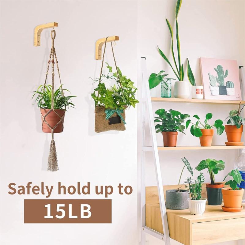 1/2Pcs Natural Wood Wall Plant Hangers Hanging Flower Pot Hook Nordic Flower Bracket for Lanterns Wind Chimes Balcony Home Decor
