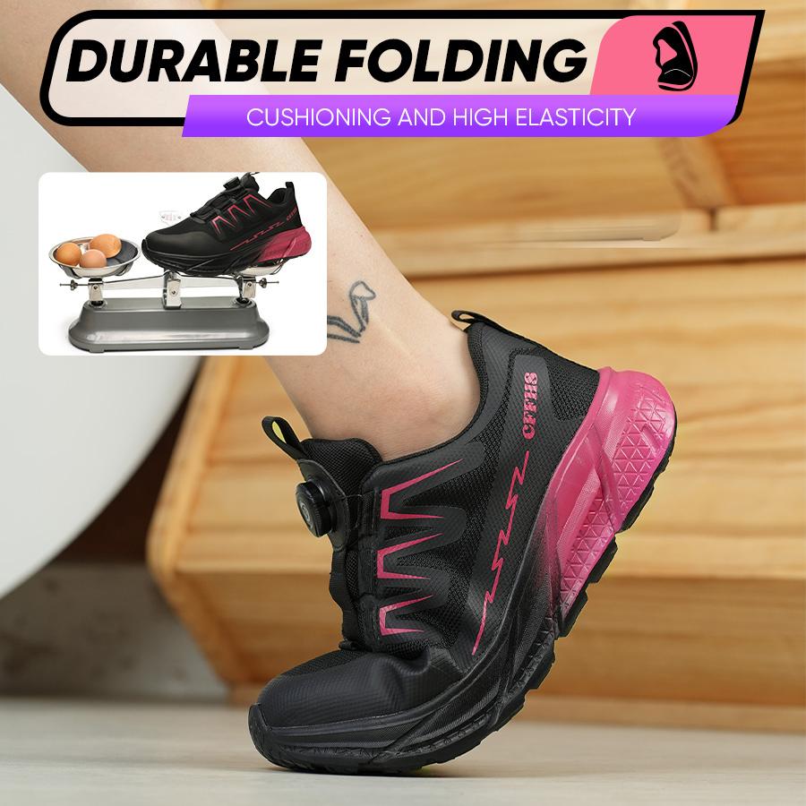 Fashion Women Rotary Buckle Work Sneakers Protective Shoes Safety Industrial Puncture-proof Anti-smash Steel Toe Shoes