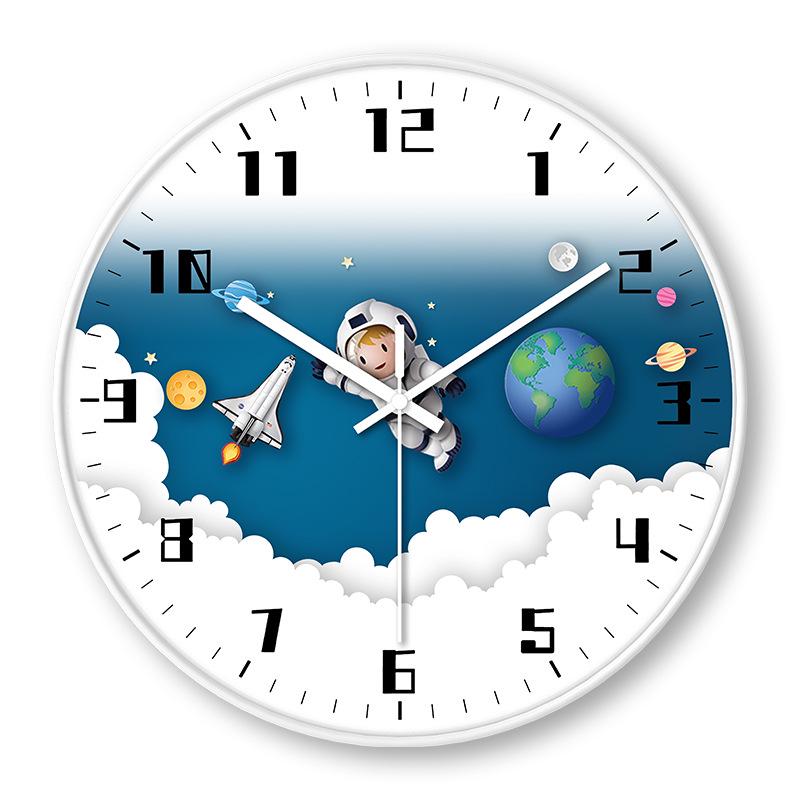Creative Astronaut Space Wall Clock for Children's Room - Modern, Simple, and Silent