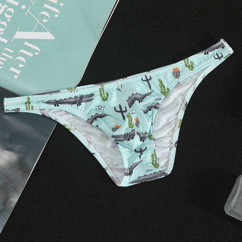 Мужское треугольное нижнее белье, U-образный выпуклый крой, низкая посадка, спортивные, летние, шорты с принтом