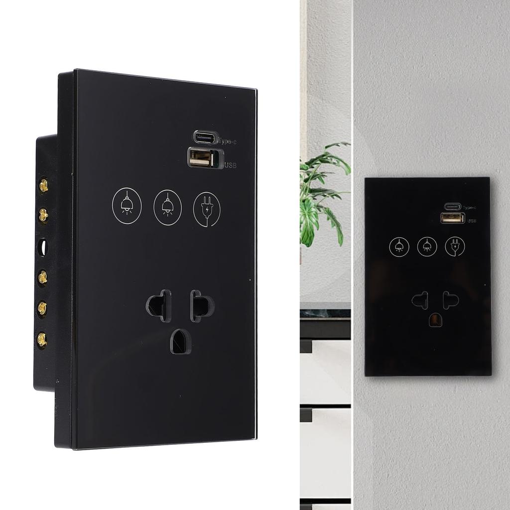 Smart Wall Outlet 2.4G WiFi Touch Light   Voice Remote Control Smart Plug with USB and Type C   Port for  