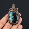 Labradorite Pendant, Handmade Gemstone 999 Copper Wire Wrapped Pendant Antique Jewelry, For Gift Silver Jewelry