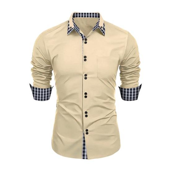 Мужская весенняя рубашка с цветными блоками и клетчатым принтом, однобортная приталенная рубашка с длинным рукавом и пуговицами с лацканами, уличная одежда, повседневная деловая рубашка-кардиган, пальто