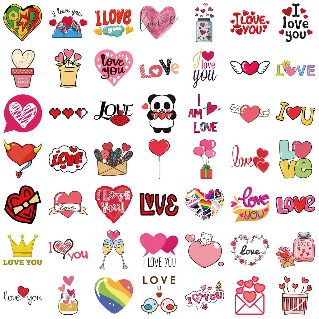 100 Valentine's Day Love Graffiti Stickers Decorate Suitcase Pen Guitar Notebook DIY Waterproof Stickers