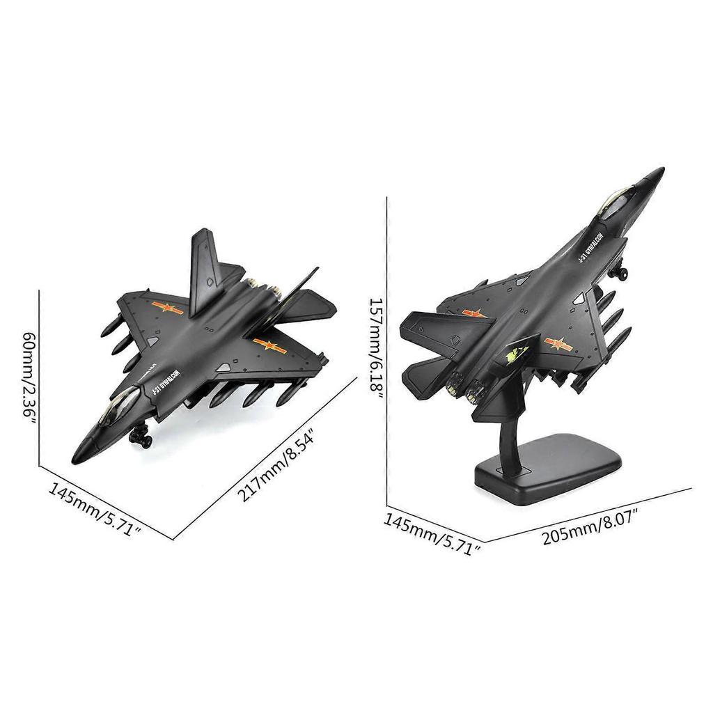 Pull Back Airplanes Toy Diecast Aircraft Metal Fighter Jet Bombers with Display Rack Kids Toy Collection Gift Black