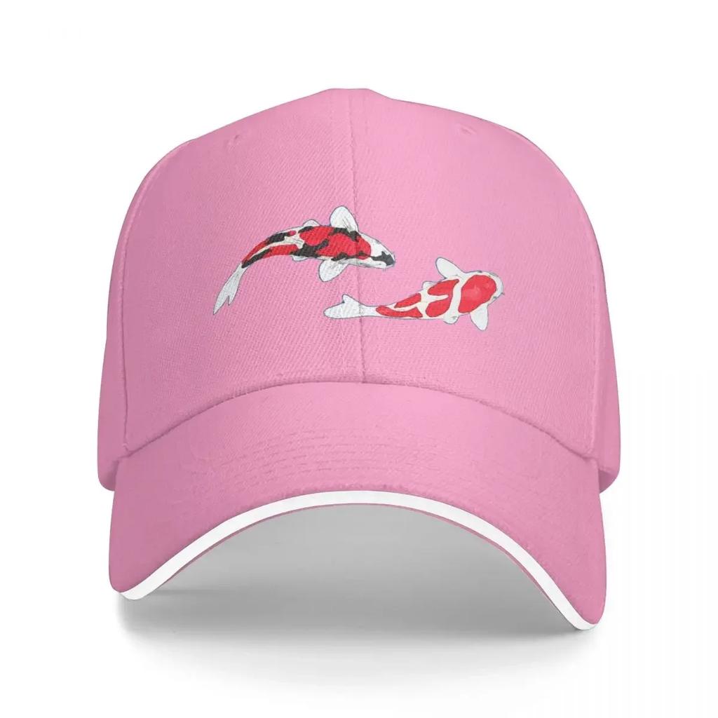 Koi Fish Kuhaku Showa Sanke Koi Fish Design Black Background Baseball Cap Military Tactical Cap cute Men's Luxury Women's