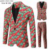 Men's European & American Christmas Three-Piece Suit: Large Size One-Button Printed Jacket, Trousers & Vest