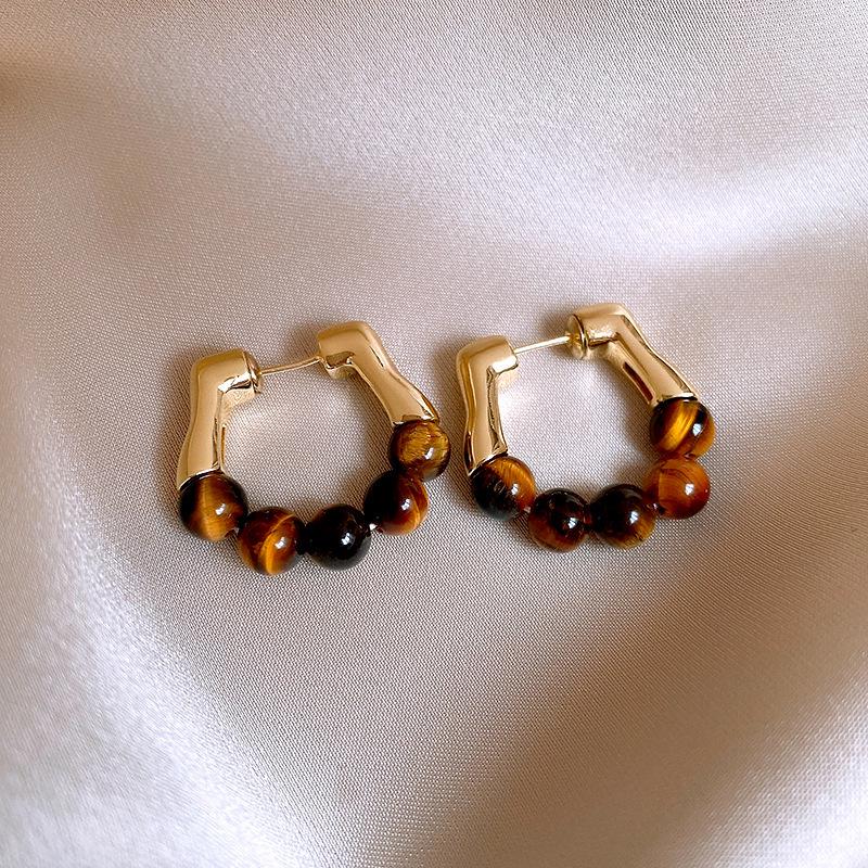 Серьги-пусеты «Тигровый глаз» в стиле Y2K: Роскошная, Элегантная, Универсальная Мода