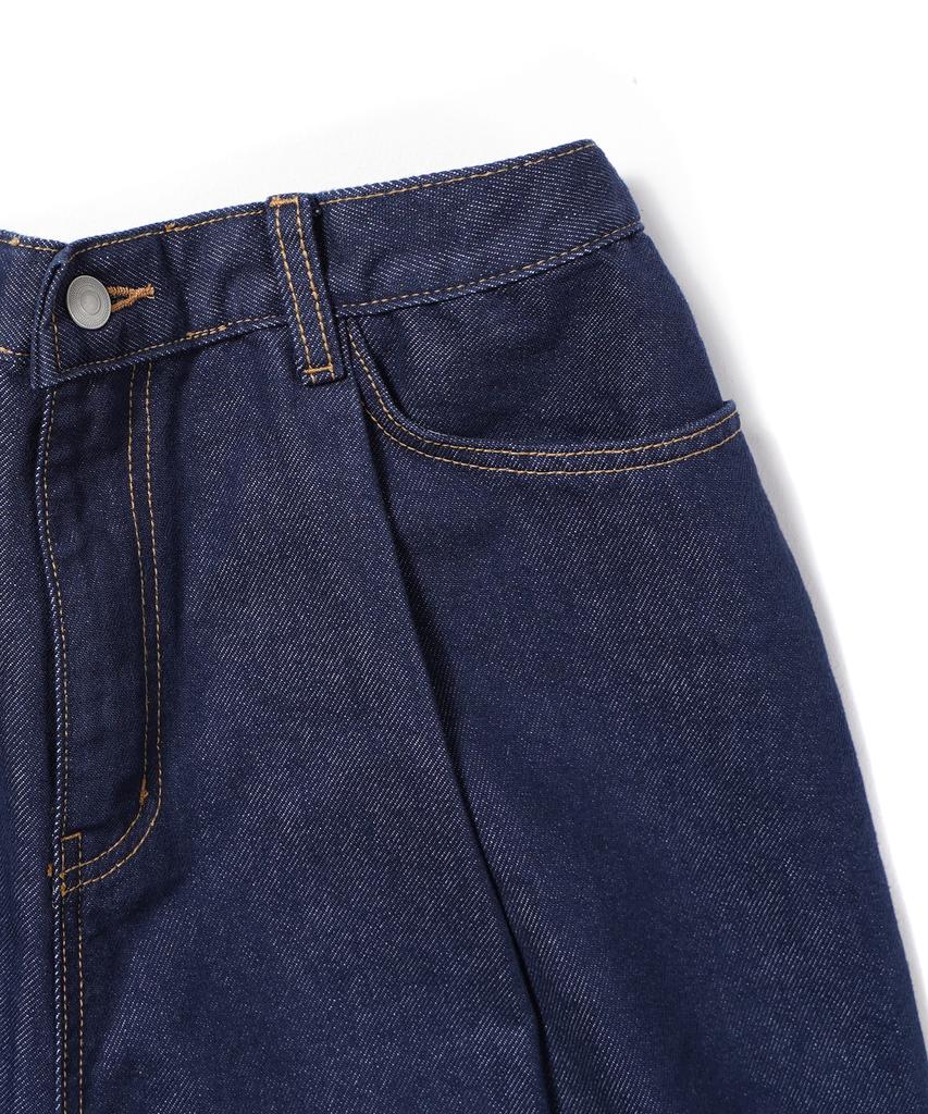 GAKKAI UNIONS Single-Pleat Wide Elastic Denim Pants Indigo