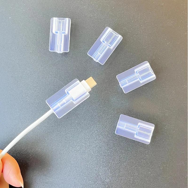 5 шт. Мягкий силиконовый органайзер для кабеля зарядки, протектор кабеля для быстрой зарядки, рукав для защиты кабеля данных Apple iPhone, прозрачный чехол-клипса