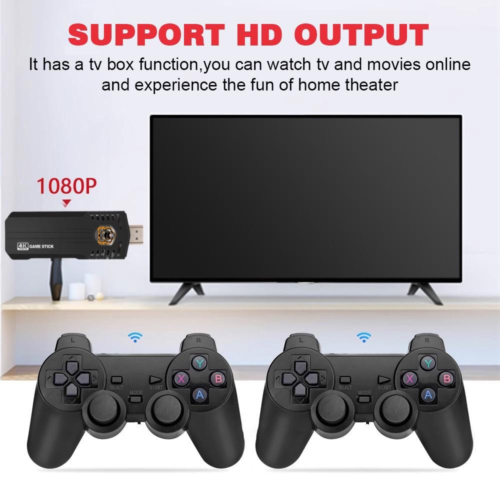 Беспроводная игровая консоль X8 pro со встроенными 35000+ классическими играми, выходом HDMI 4K TV, двумя беспроводными контроллерами 2.4G, ностальгическим игровым джойстиком 64G