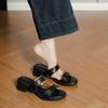 French Retro One-strip Summer New Slippers for Women with Thick Heels and Soft Sole, No Fatigue, Mid-heels and Outer Sandals