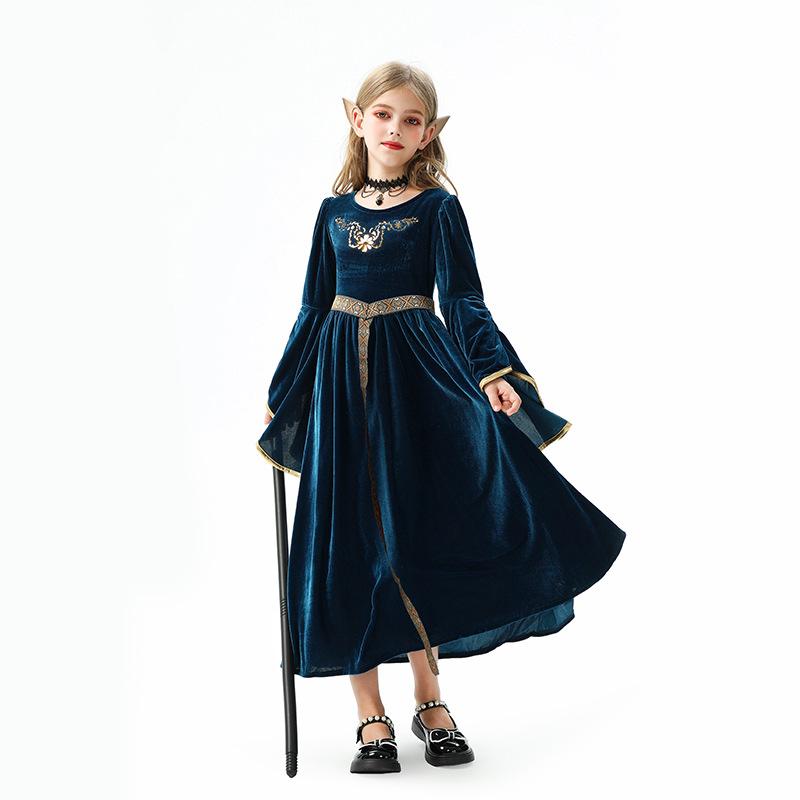 Halloween Children's Costume Vintage Court European Girl Farm Renaissance Medieval Dress Children's Clothing