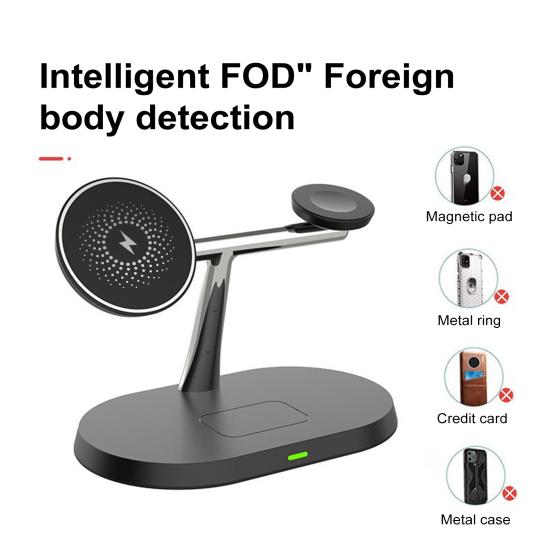 Магнитная подставка для беспроводного зарядного устройства для iPhone 15/14/13 Pro Max для Apple Watch Ultra/SE/9 для AirPods Pro 3-в-1 зарядная станция