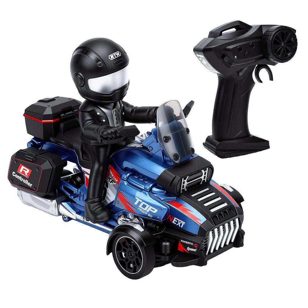 2.4G RC Tricycle Motorcycle 1:43 Scale Full Proportional Remote Control Drift Motorcycle with LED Lights and