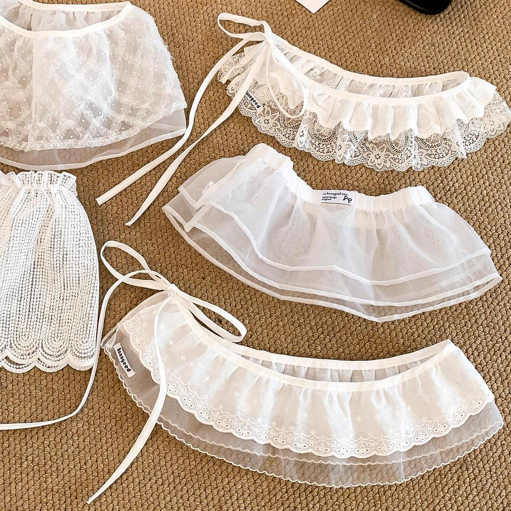 Корейская сетчатая кружевная штора в горошек для задней части: Шикарный многослойный поясной аксессуар для девушек, носить с брюками и юбками.