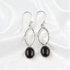 Драгоценный камень Черный Турмалин Серебро 925 пробы Ручная работа Ювелирные изделия Серьги-крючки 2" EE-87-25
