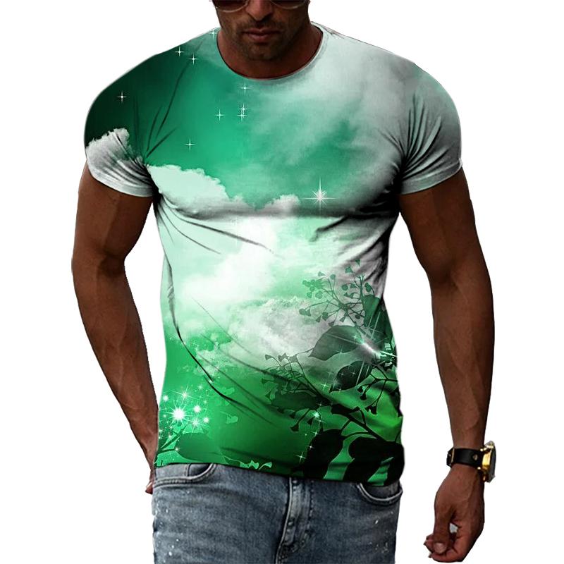 Summer Alpine Lake Graphic T Shirts Men Fashion Landscape 3D Printed Tees Hip Hop Street Style Casual Daily O-neck Short Sleeves