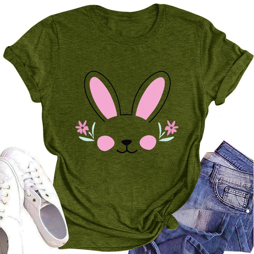 Women's Printed Round Neck Short-sleeved T-shirt Top