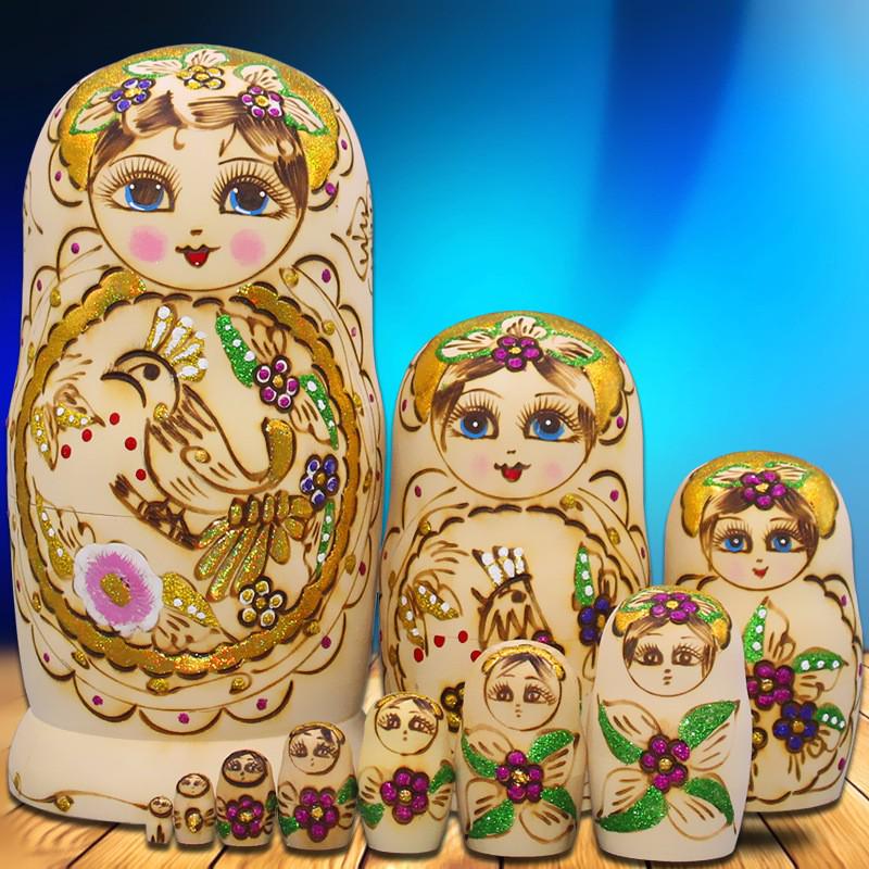 10-слойные русские матрешки: Настоящая липовая древесина Детская развивающая игрушка, Ручная работа, Высушенная на воздухе Подарок