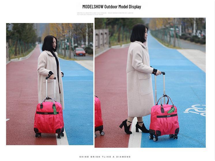 Универсальная складная дорожная сумка-тележка Oxford - Большая вместимость, однотонная, ручная кладь для женщин