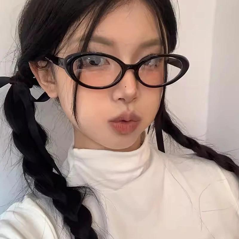 Ретро Женские Солнцезащитные очки Маленькие Овальные Y2K Харадзюку Солнцезащитные очки Ультралегкие Универсальные Декоративные Девичьи Узкая Оправа Очки