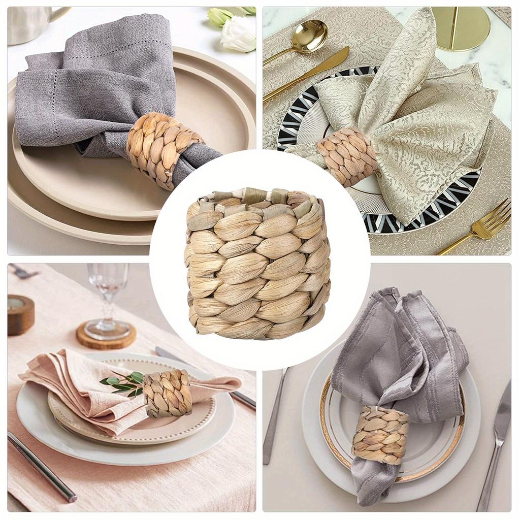 4 шт. Плетеные ручной работы кольца для салфеток Плетеный держатель для салфеток Декор стола Деревянные ротанговые кольца для салфеток Пряжка
