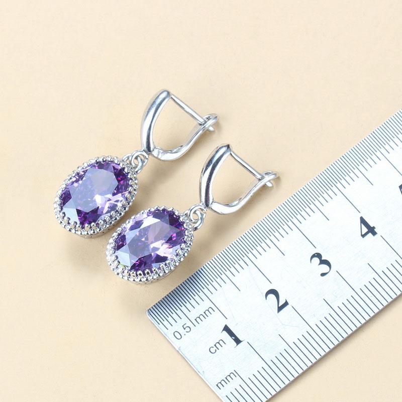 Wedding-Engagement 925 Silver Jewelry Sets AAA+ Quality Natural Crystal Bridal Costume 3-Piece Sets For Women 8-Colors Jewelry