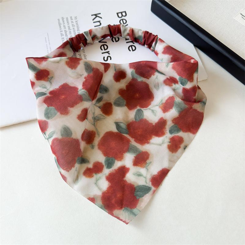 Элегантный принт Цветочный треугольный платок повязка на голову модный шифоновый тюрбан повязка на голову бандана для девочек и женщин аксессуары для волос