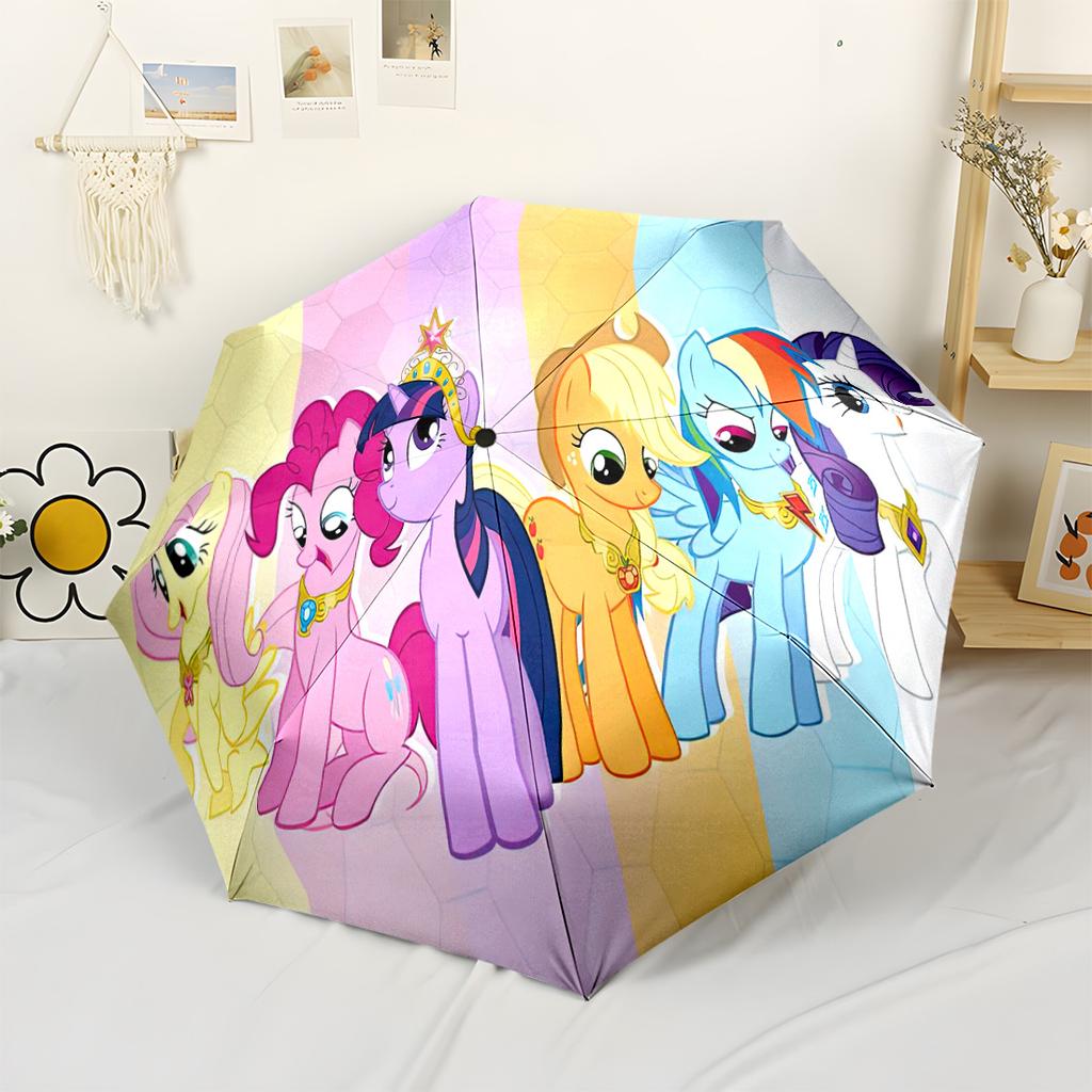 My Little Pony Friendship Portable Automatic Umbrella Compact 8-Rib Design Sturdy Construction Travel Essential Fashion Lovers Stylish Gift for Women