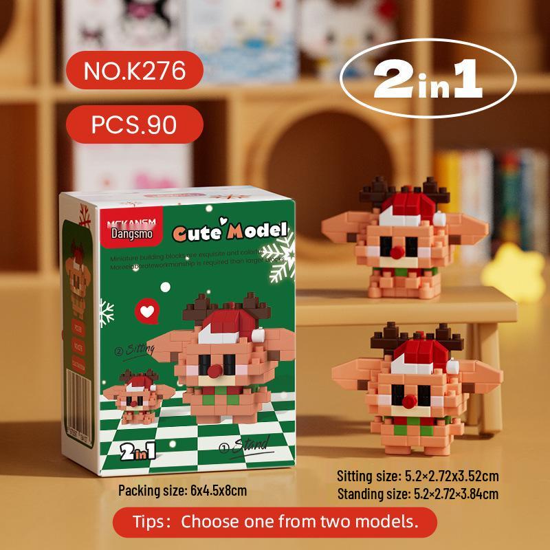 Музыкальная шкатулка-елка из строительных блоков - Игрушки Санта и снеговик для детей