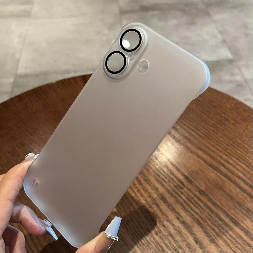 Ультратонкий матовый чехол для iPhone 16 15 14 13 Pro Max, защитное стекло для камеры, без рамки, чехол для ПК