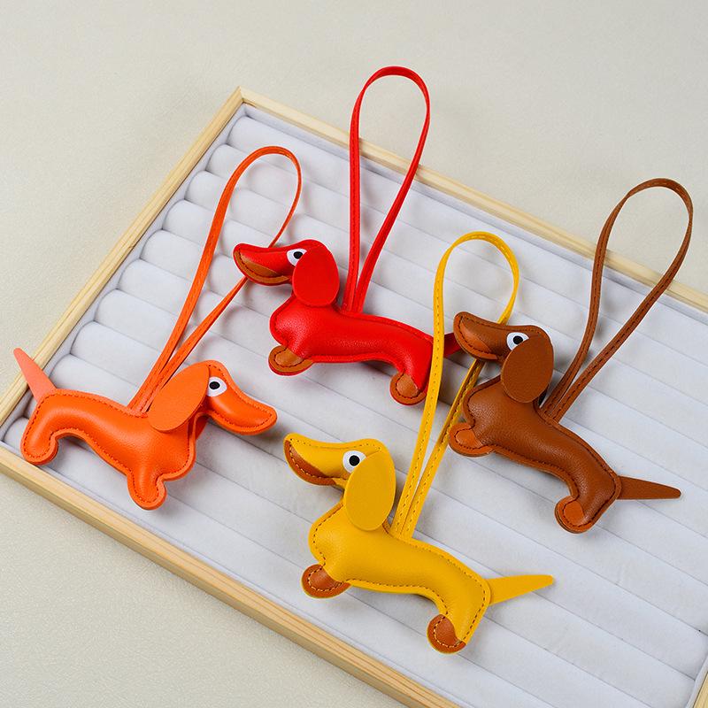 Dachshund Pendant Bag Charms: Cute, Versatile PU Puppy Keychain Accessory