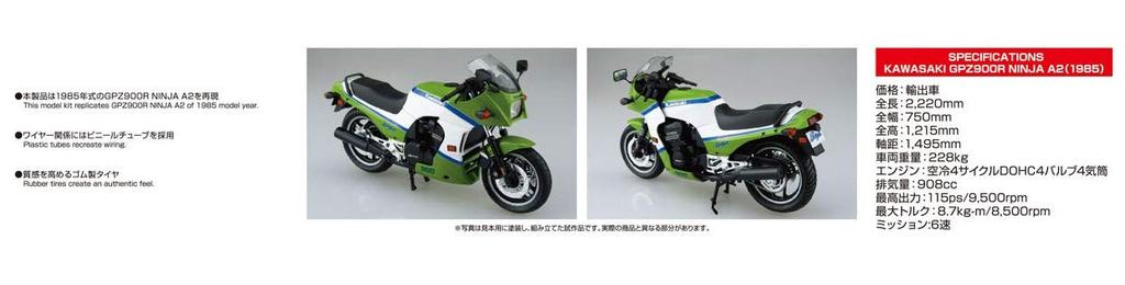 Велосипед Aoshima Bunka Kyozaisha серии Kawasaki GPZ900R Ninja A2, пластиковая модель 1/12 № 43