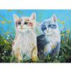 5D Diamond Embroidery Circle Two Cat Diamond Painting Rhinestone Crystal Painting Home Decoration