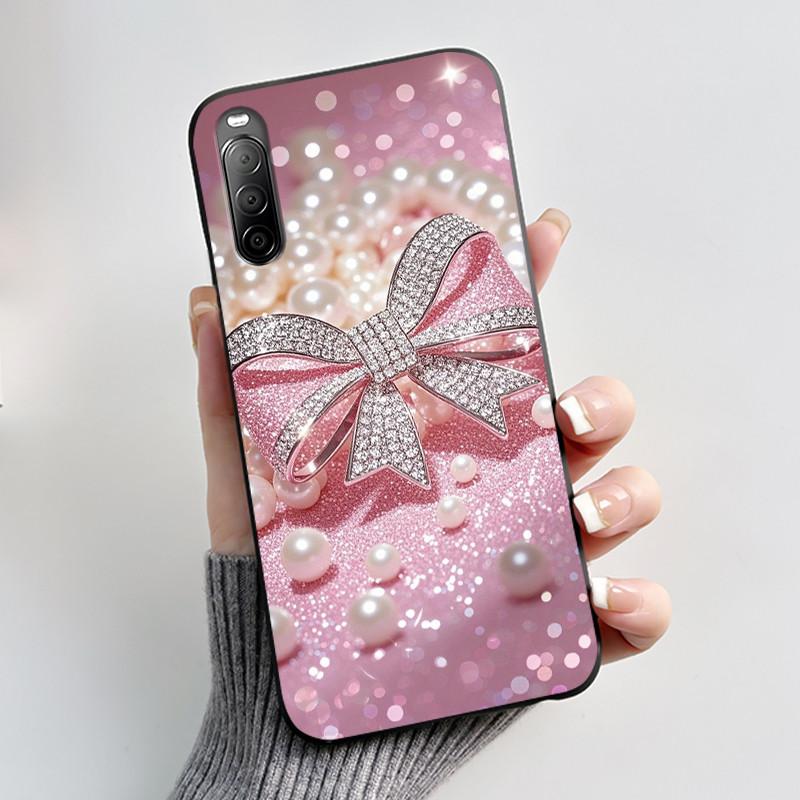 Чехол для телефона Sony Xperia 10 II / 10 III Эстетичный Модный Милый Кот Астронавт Черный Силиконовый Мягкий Ударопрочный Задний Чехол