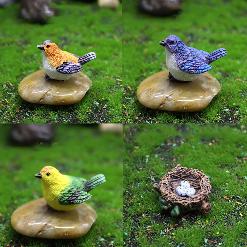 4Pcs/Set Birdie Figurines Micro Landscape Ornaments Bird'S Nest Bird Eggs Mini Gardening Bonsai Simulation Model Dollhouse Decor